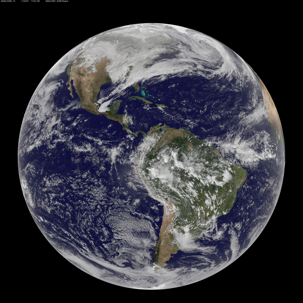 This NASA/NOAA GOES-13 satellite image shows the Earth on March 2, 2010 at 8:45 UTC.