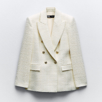 Textured Double-Breasted Blazer in Ecru, £65.99 | Zara