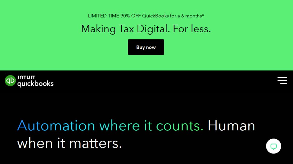 QuickBooks website screenshot (February 2026).