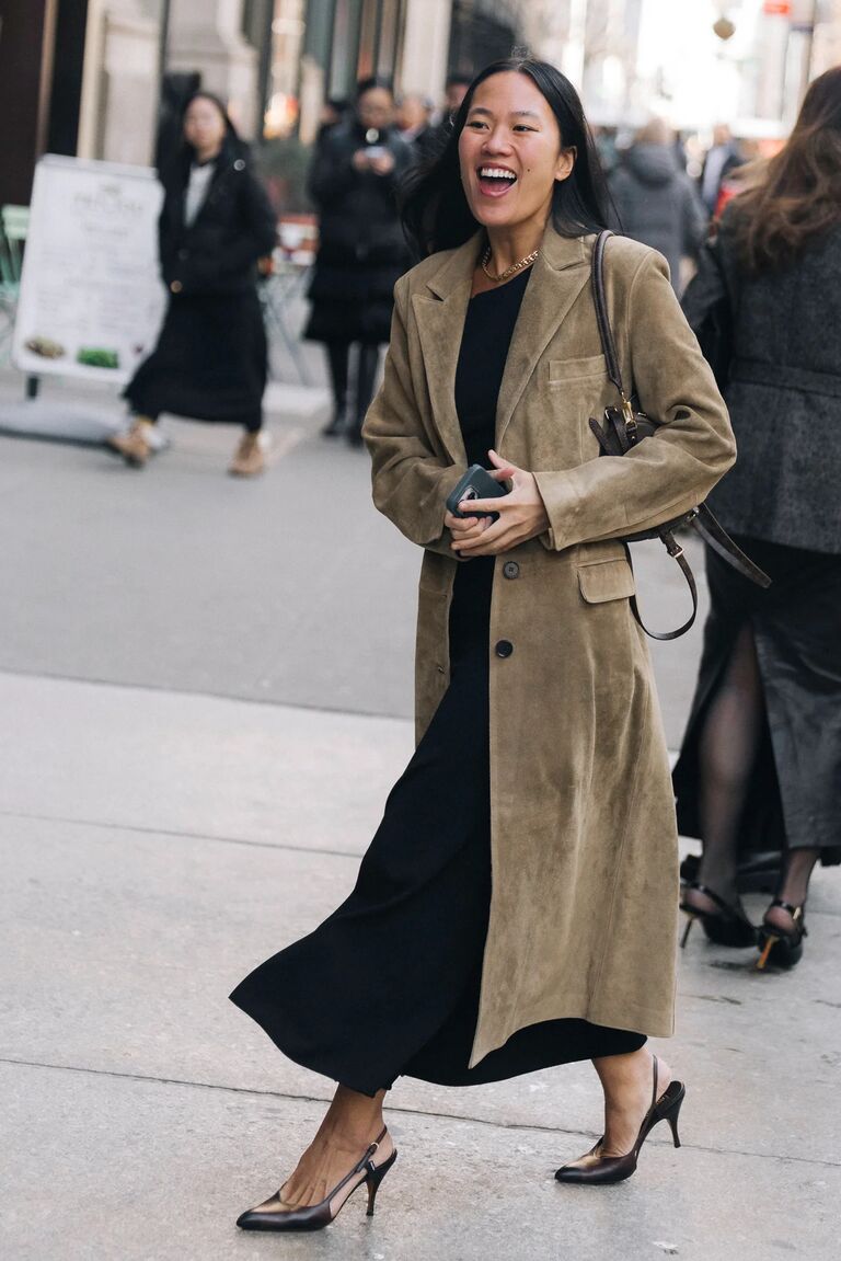 black slingback heels at New York Fashion Week
