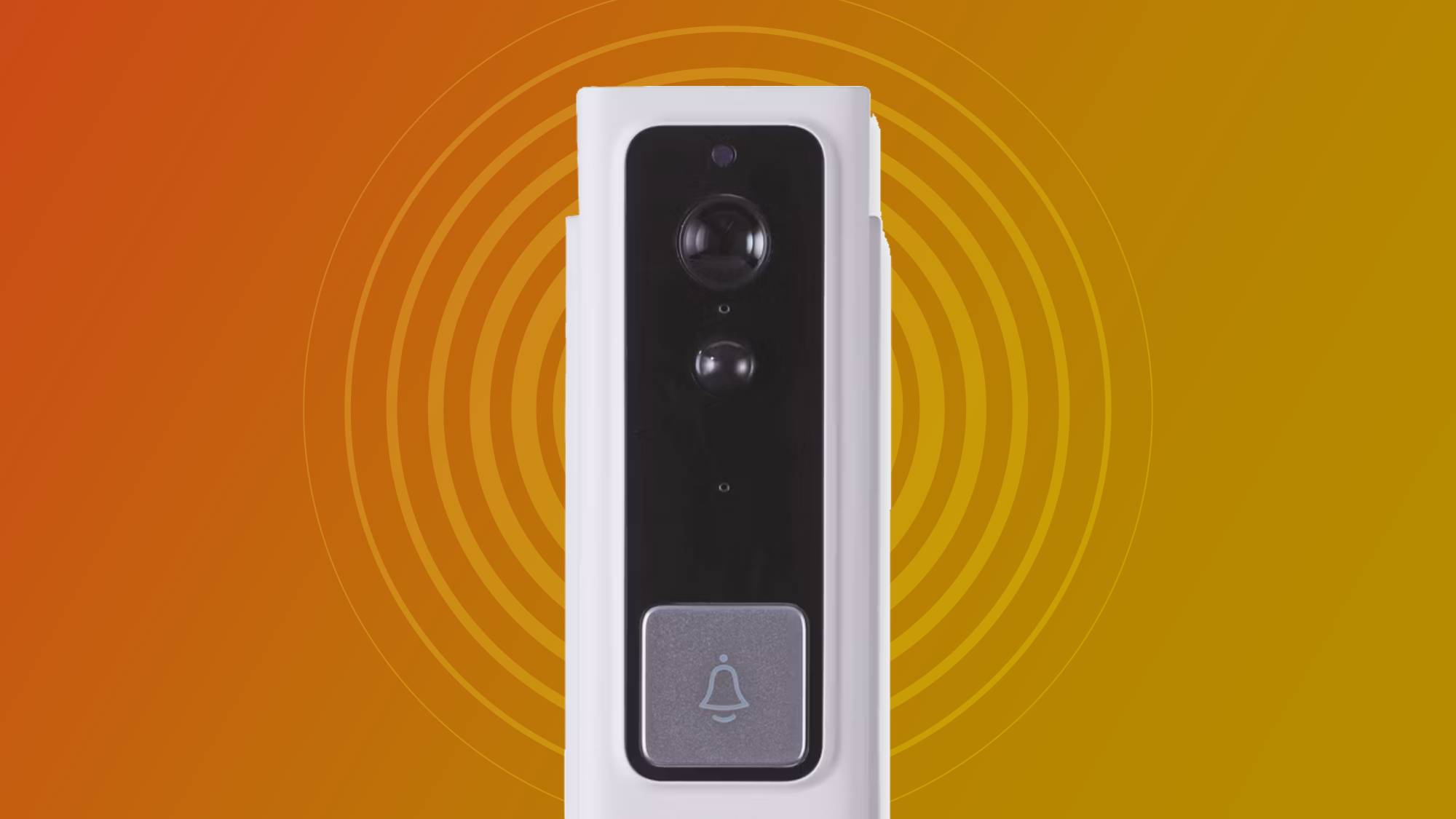Aldi's video doorbell close up on a gradient background