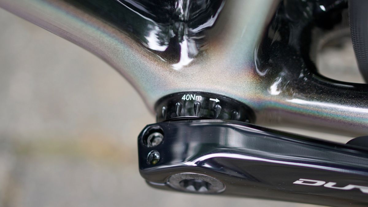 The Tarmac doesn't have a traditional threaded bottom bracket, but the cups do thread into an internal sleeve