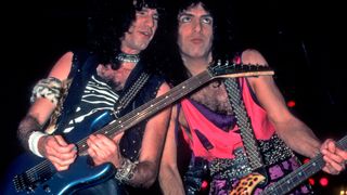 Bruce Kulick and Paul Stanley live without makeup in 1984