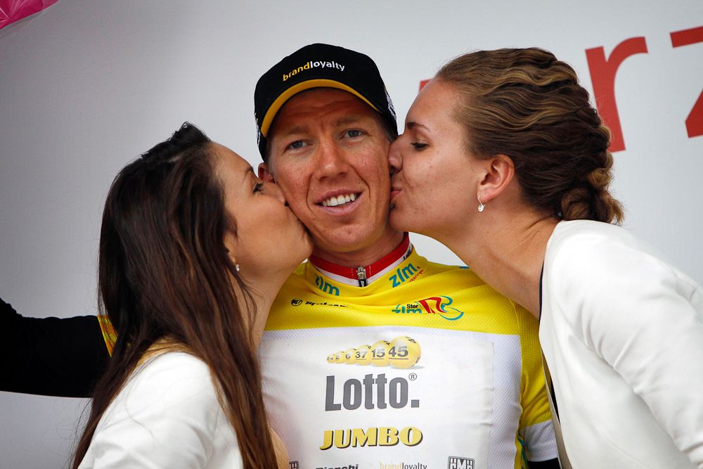 Sep Vanmarcke in yellow after stage 4 of the Ster ZLM Toer.