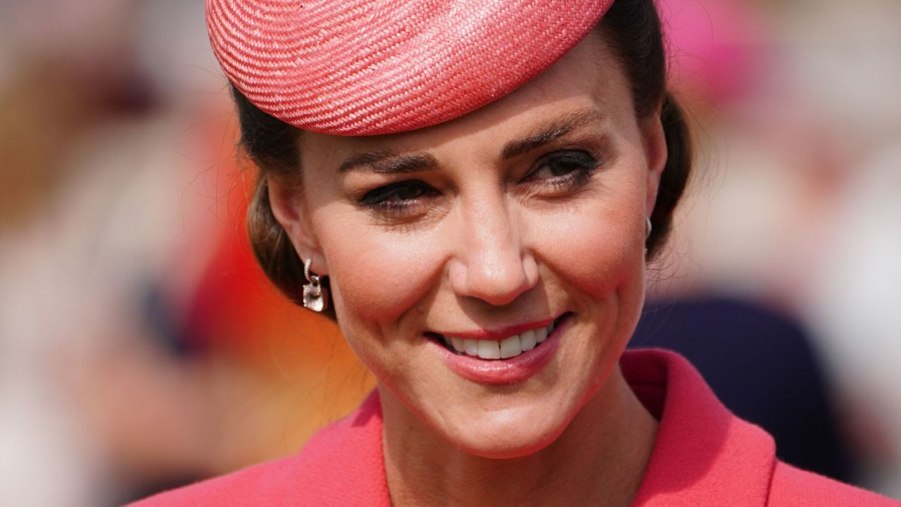 Catherine, Duchess of Cambridge meets with guests at the Queen&#039;s Garden Party at Buckingham Palace on May 18, 2022 in London, England.