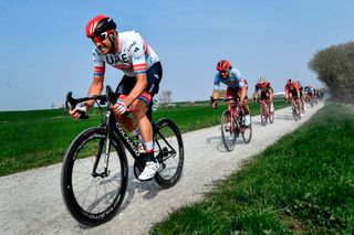 Norwegian Alexander Kristoff of UAE Team Emirates rides during the GentWevelgem In Flanders Fields cycling race 2515 km from Deinze near Gent to Wevelgem on March 31 2019 Photo by DIRK WAEM BELGA AFP Belgium OUT Photo credit should read DIRK WAEMAFP via Getty Images