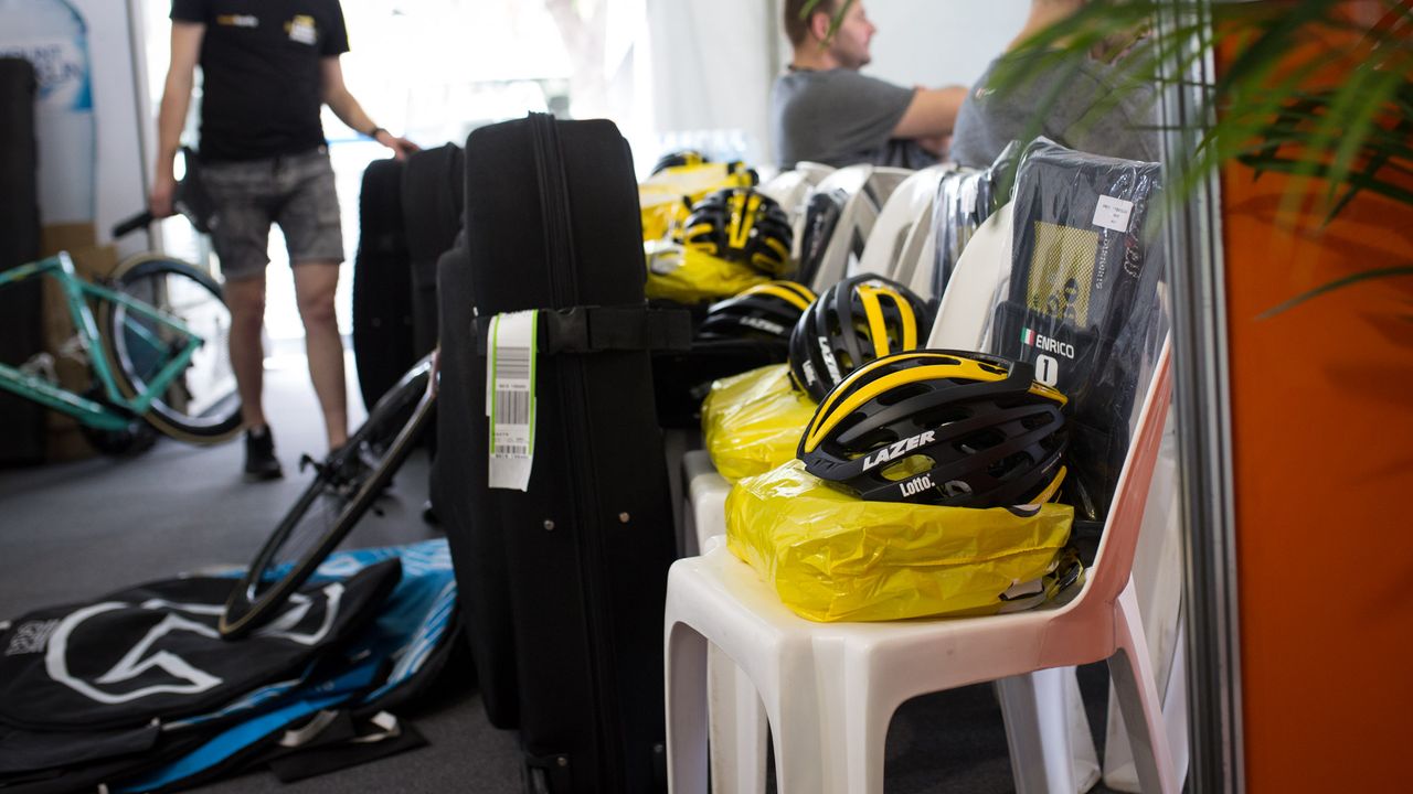 Organized chaos, LottoNL-Jumbo is getting the bikes and equipment ready for the riders