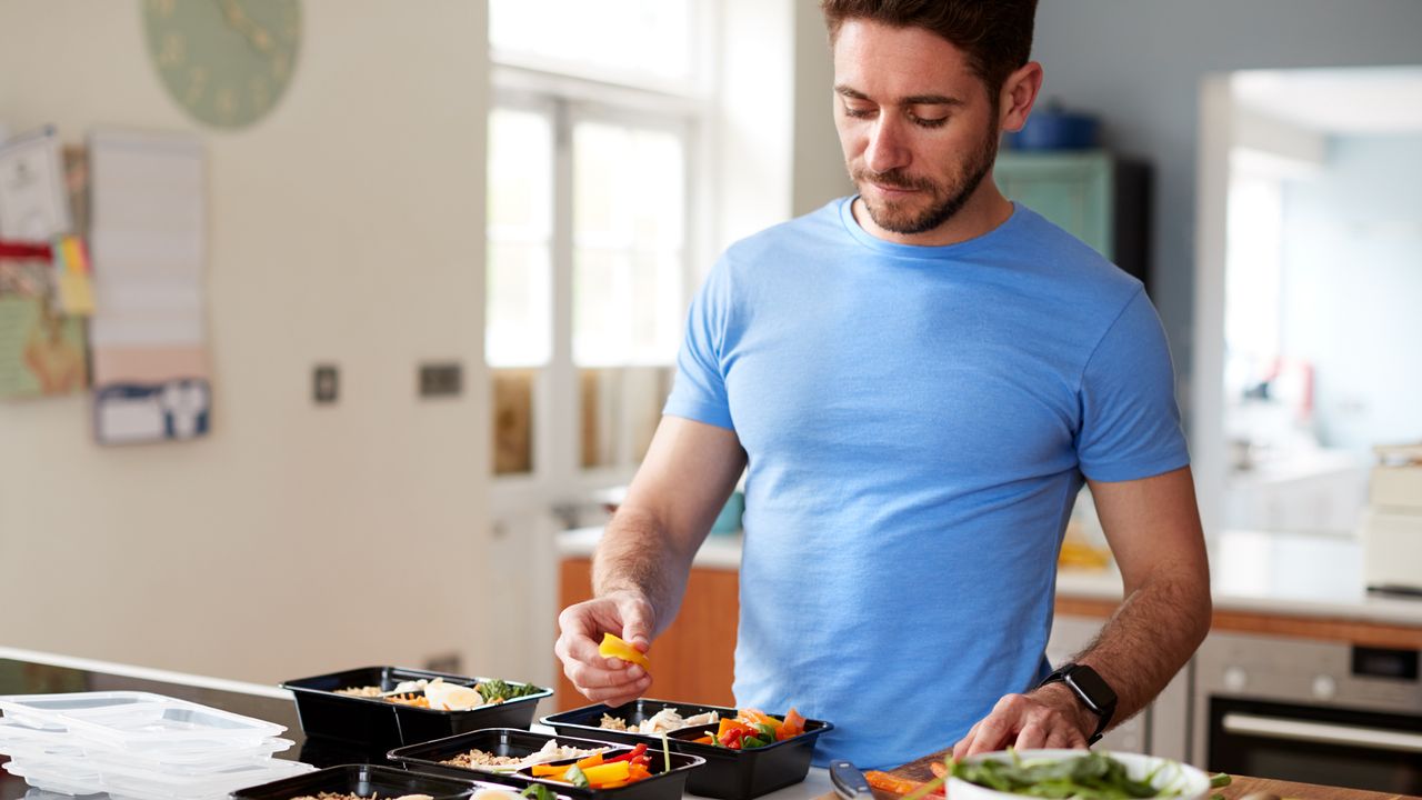 Man preparing post-exercise food