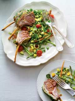 Roasted rack of spring herb lamb with a printanière of spring vegetables