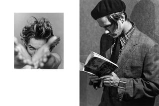 Photograph, Black-and-white, Photography, Stock photography, Headgear, Reading, Monochrome photography, Portrait, Film noir, Style,