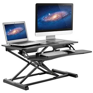 HUANUO Standing Desk Height Adjustable - Sit to Stand Up Desk Converter Gas Spring Riser with Keyboard Tray and Grommet Mounting Hole For Monitor Stand, LIFT Workstation Desktop From 4.2" to 20.1"