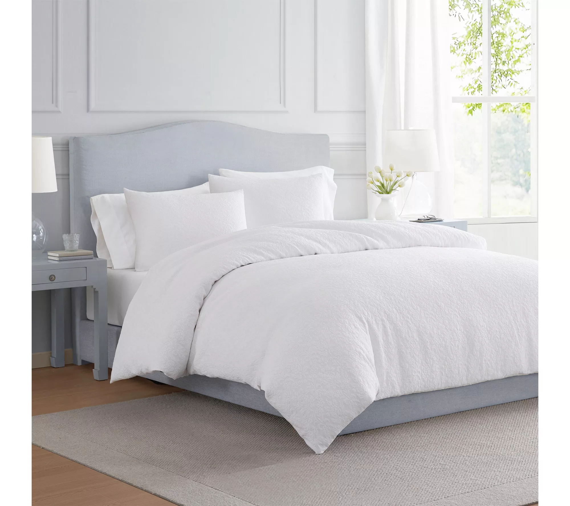Martha Stewart Garden Trellis White Cotton Kingduvet Set - Qvc.com
