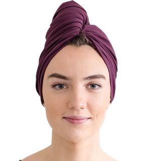 last minute christmas gifts woman wearing purple cotton towel wrapped around her head