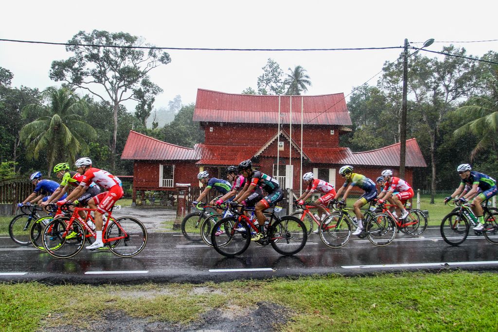 The rain followed the peloton for most of today's stage