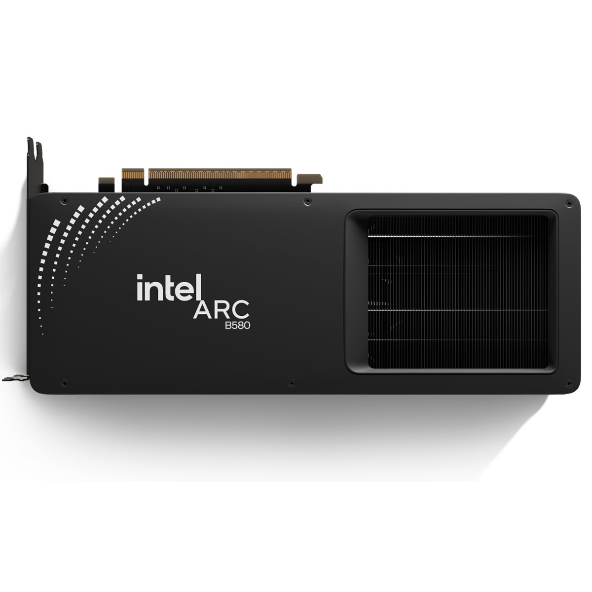 An Intel B580 against a white background