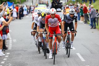 LUZ ARDIDEN FRANCE JULY 15 PierreLuc Prichon of France and Team Cofidis leads The Breakaway during the 108th Tour de France 2021 Stage 18 a 1297km stage from Pau to Luz Ardiden 1715m LeTour TDF2021 on July 15 2021 in Luz Ardiden France Photo by Tim de WaeleGetty Images