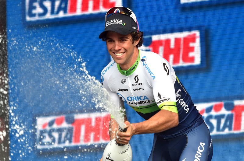 Stage win champagne showers from Michael Matthews (Orica GreenEdge)