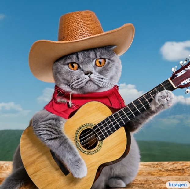 Cat playing a guitar