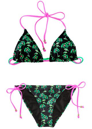 H&M palm tree print bikini top, £6.99, and briefs £6.99