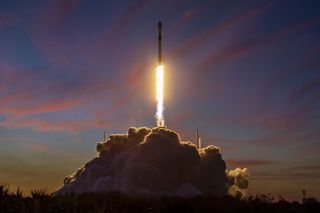 The Falcon 9 and CSG-2 got off the ground in a dazzling sunset liftoff.