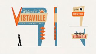 Hello Tomorrow logo design; sign logos for a '50s diner