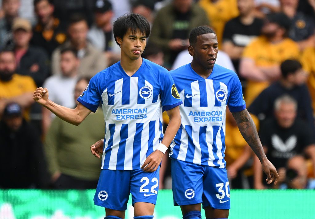 Brighton vs Newcastle live stream Kaoru Mitoma of Brighton &amp; Hove Albion celebrates after scoring the team&#039;s first goal during the Premier League match between Wolverhampton Wanderers and Brighton &amp; Hove Albion at Molineux on August 19, 2023 in Wolverhampton, England