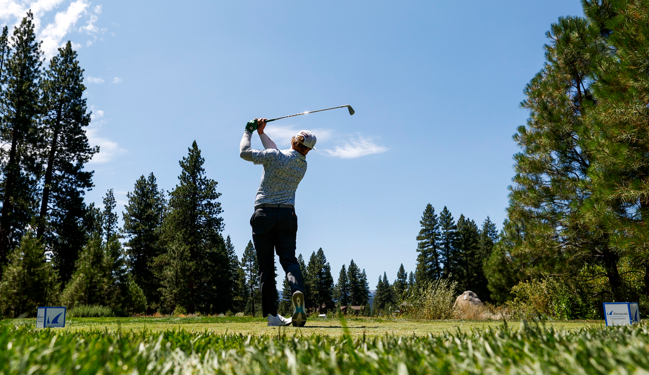 Charley Hoffman watches his tee shot after striking the golf ball