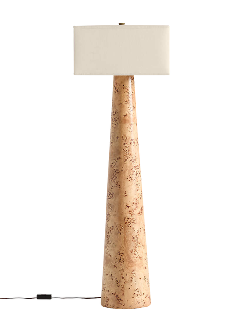 Gains Burlwood Floor Lamp With Linen Shade by Brigette Romanek