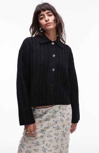 Rib Collared Cardigan