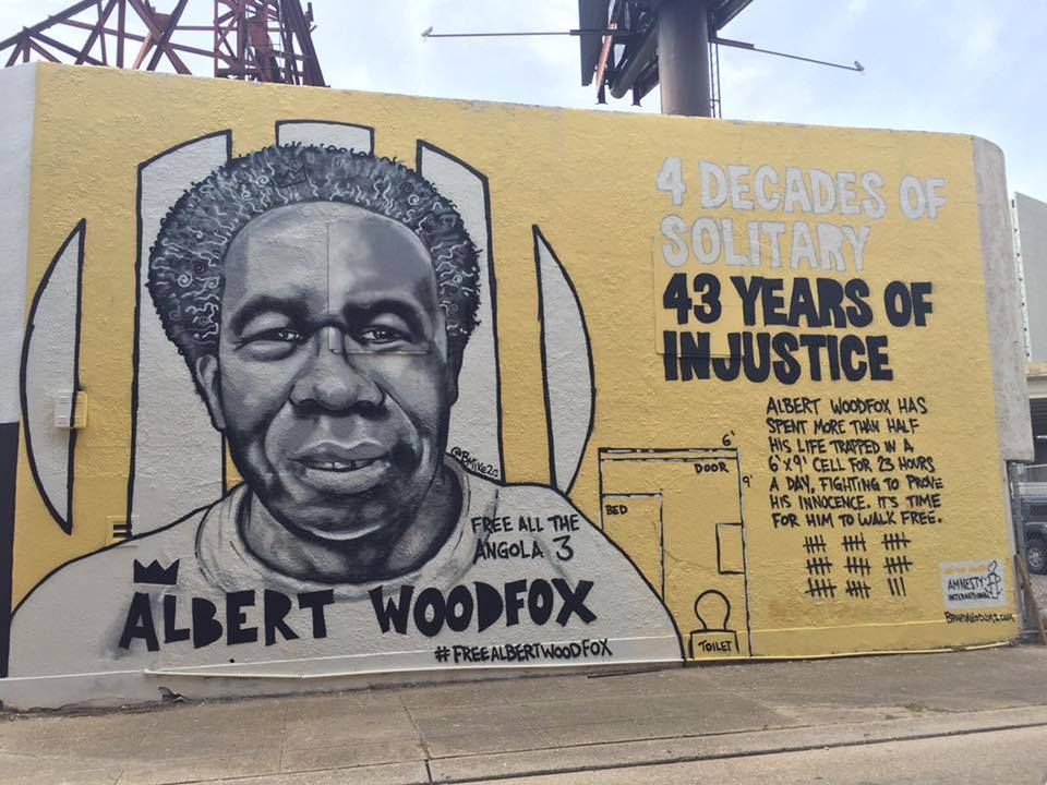 A mural showing Albert Woodfox.