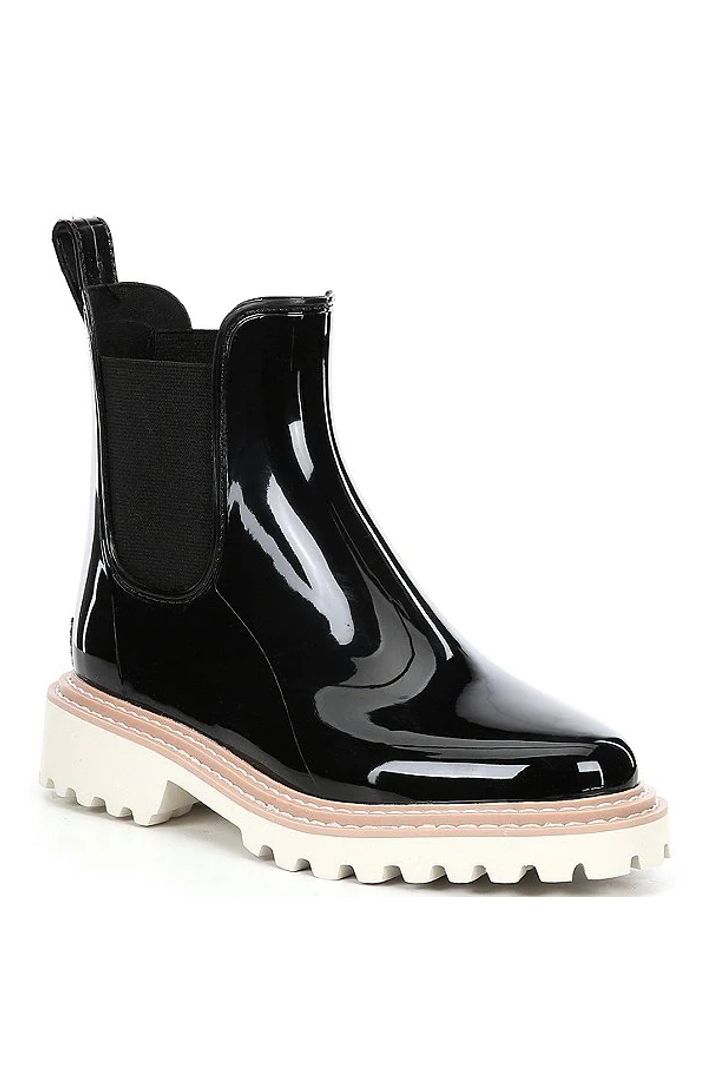 Dolce Vita Stormy H2O Patent Water Resistant Chunky Lug Sole Chelsea Booties