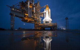 Shuttle Atlantis launch pad reflection