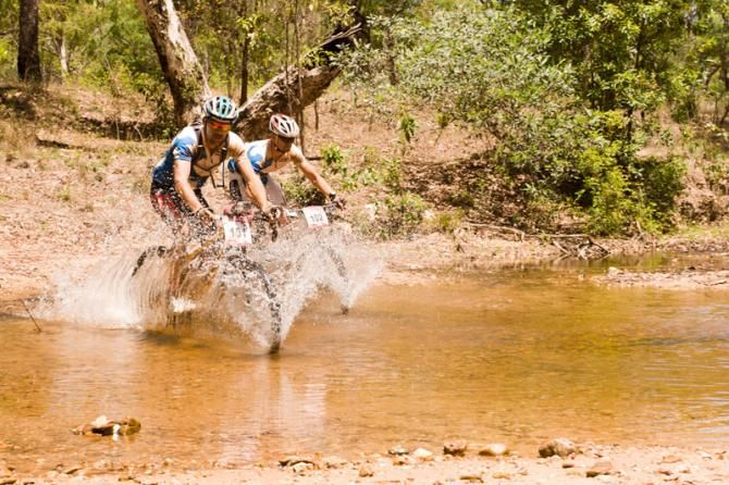 Adventure Team Isaac Tonello and David Stellan at river crossing.