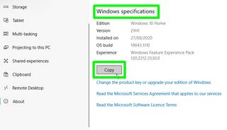 how to check PC specs in Windows 10 - windows specifications