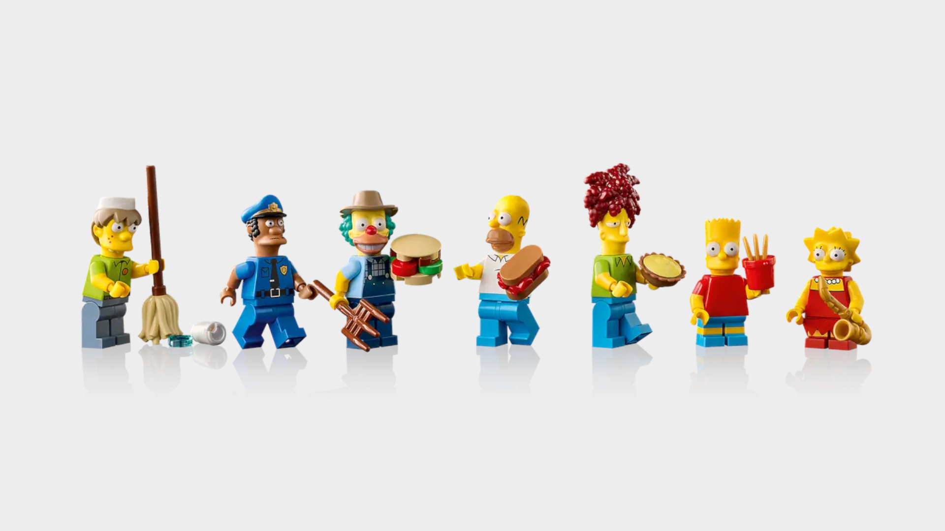 Lego Krusty Burger minifigures against a plain background