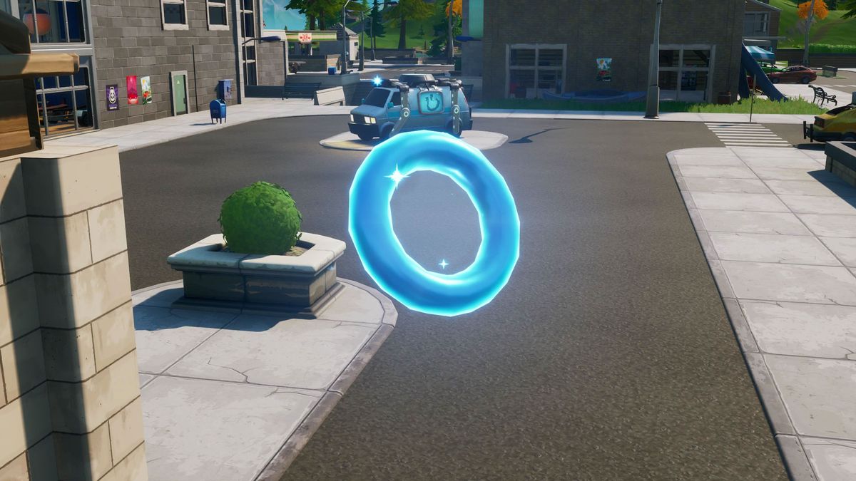 Blue Circile On Ground In Fortnite Fortnite Floating Rings At Lazy Lake Locations Where To Collect Them All Gamesradar