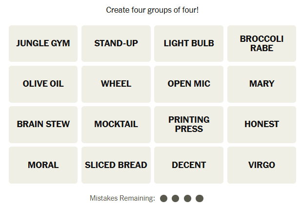 The New York Times Connections puzzle on Monday March 23, 2026