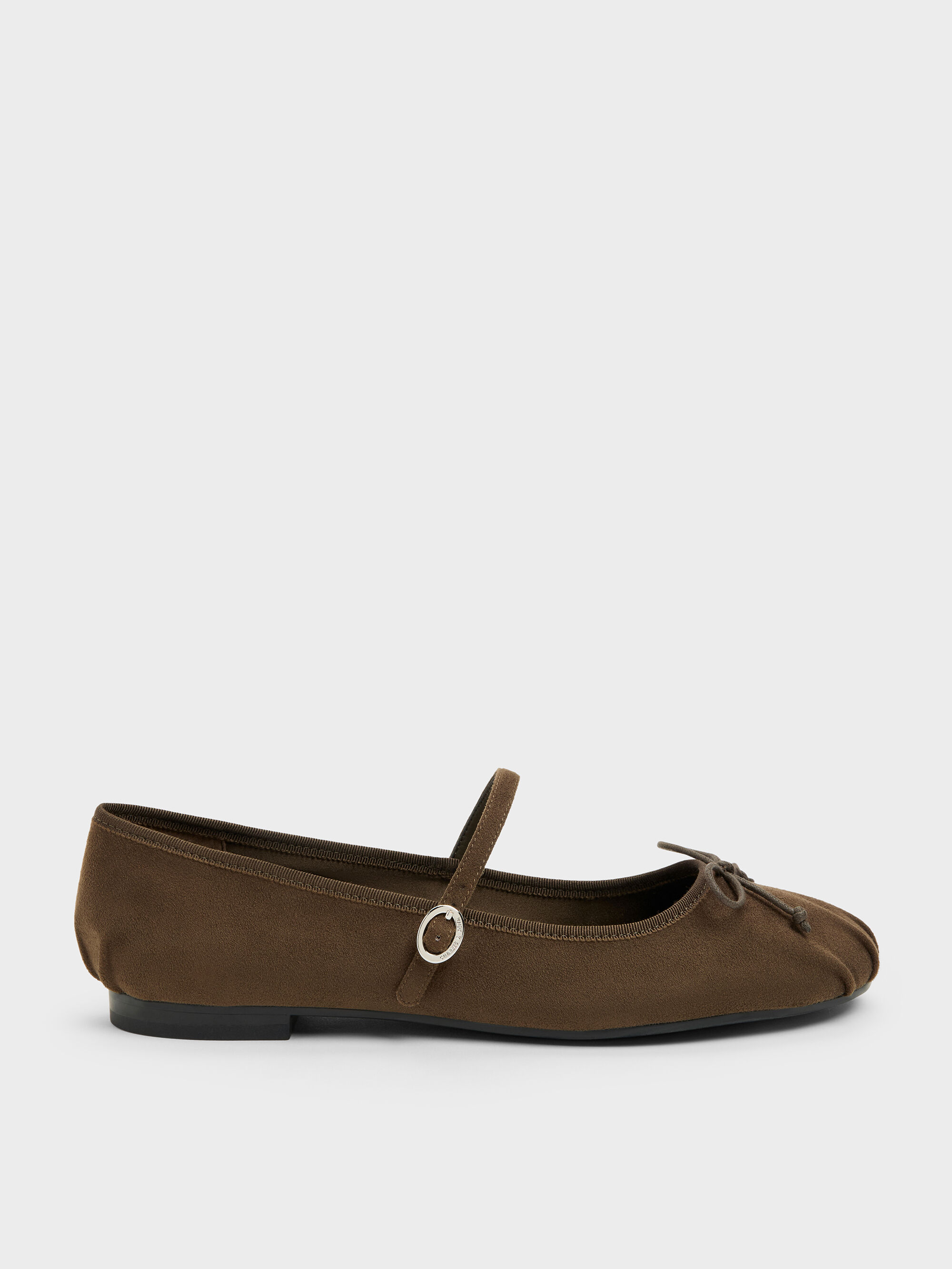 Charles &amp;amp; Keith, Emiko Faux Suede Bow Mary Jane Flats