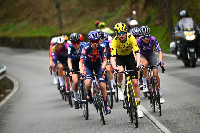 CITTIGLIO ITALY MARCH 16 Fem van Empel of Netherlands and Team Visma Lease a Bike competes in the breakaway during the 26th Trofeo Alfredo BindaComune di Cittiglio 2025 Womens Elite a 152km one day race from Luino to Cittiglio UCIWWT on March 16 2025 in Cittiglio Italy Photo by Luc ClaessenGetty Images