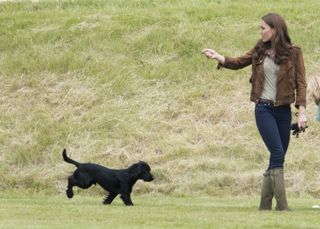 Catherine, Duchess Of Cambridge With Her Dog Lupo At The Tusk Charity Polo Match