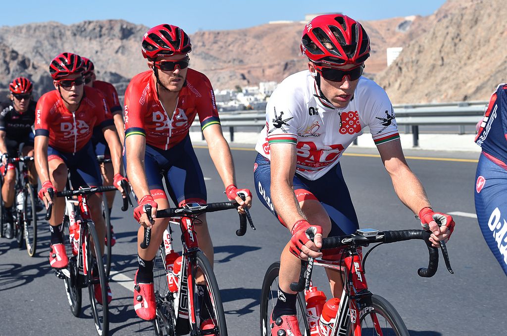 Brendan Canty in the Tour of Oman's best young rider jersey