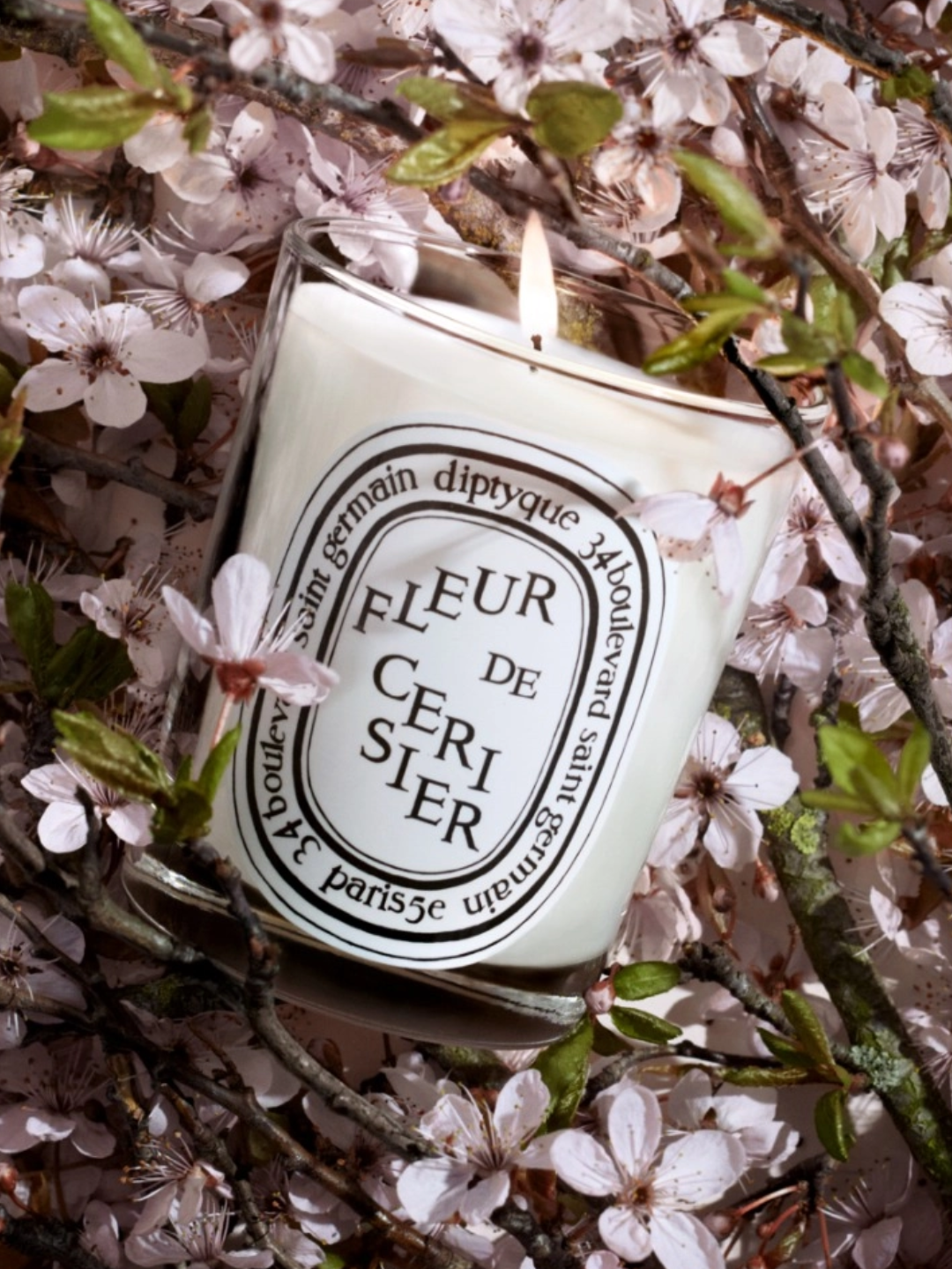 A cherry blossom scented candle from Diptyque