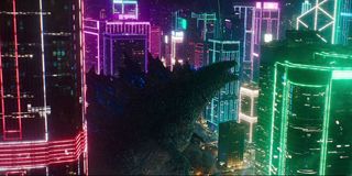 Godzilla in a neon city in Godzilla vs Kong