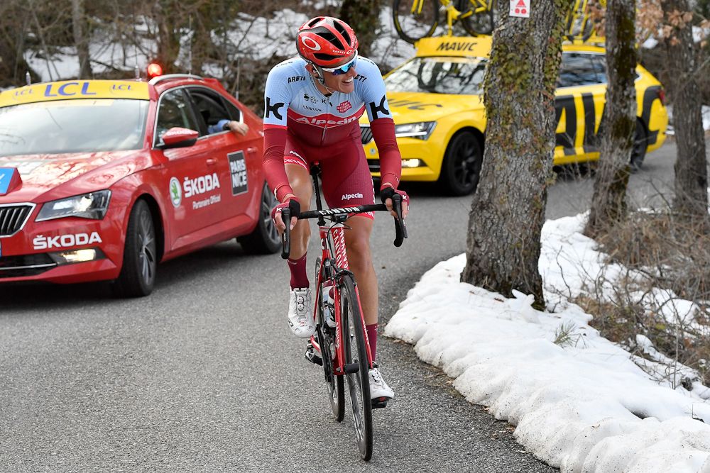 Nils Politt pushes the pace at the head of affairs during stage 5 at Paris-Nice