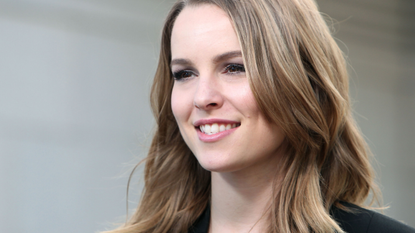 Extra Interviews Bridgit Mendler at Westfield Century City on March 31, 2015 in Los Angeles, California.