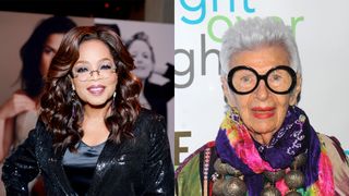 Oprah Winfrey and Iris Apfel wearing eyeglasses trends 2024