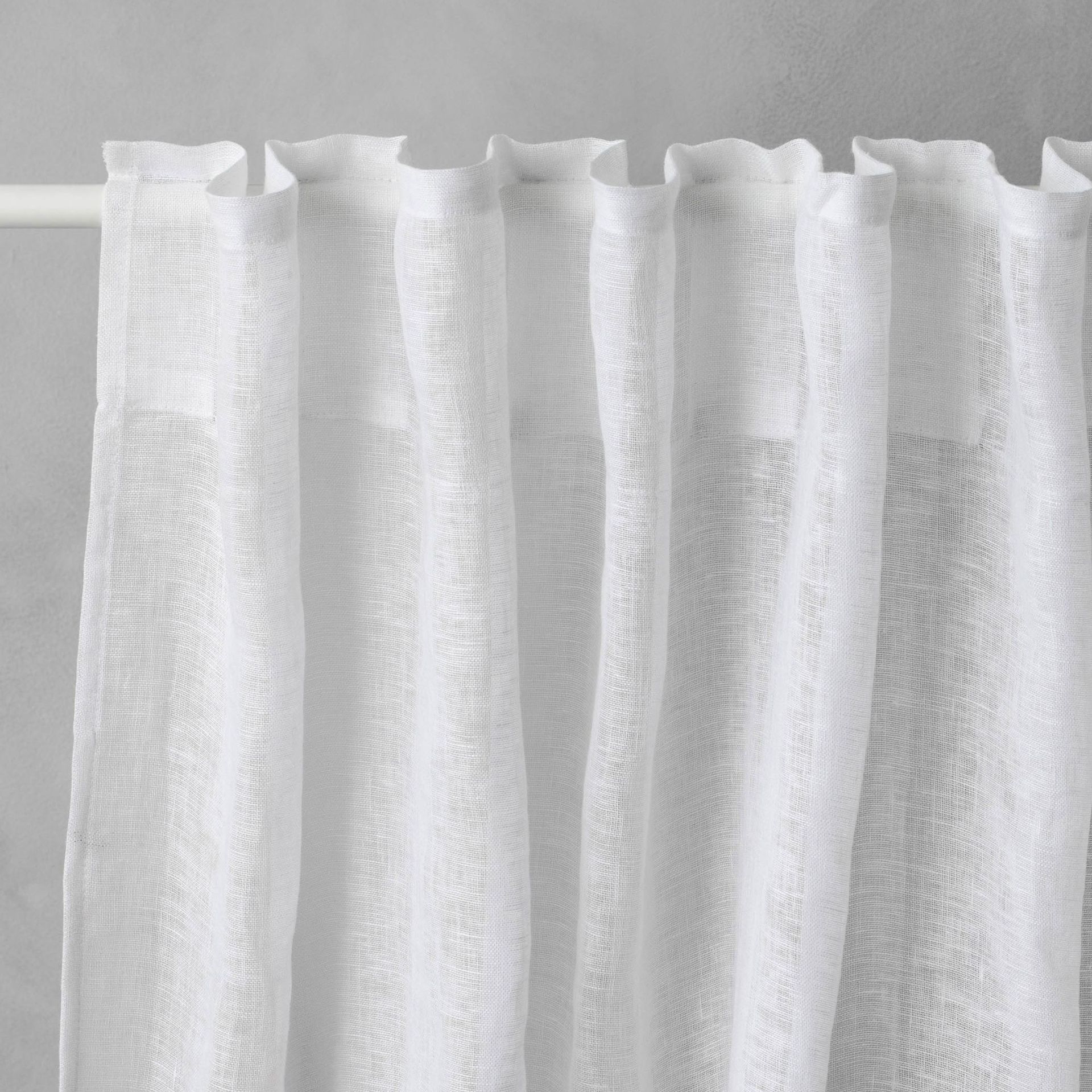 White sheer linen curtains