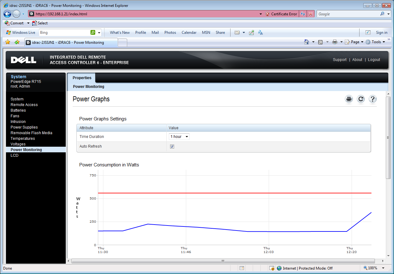 Graphs of power consumption over time are included and power capping in the iDRAC6 is now available.