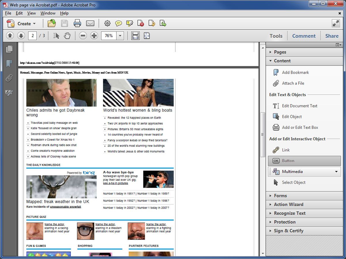 The new Tools pane in Adobe Acrobat Pro X
