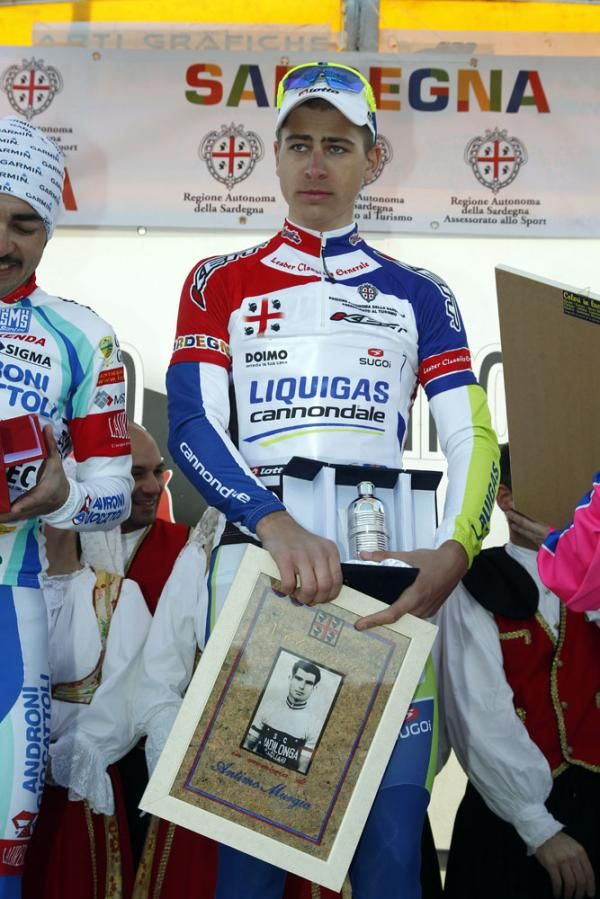 Peter Sagan (Liquigas-Cannondale) with his prizes